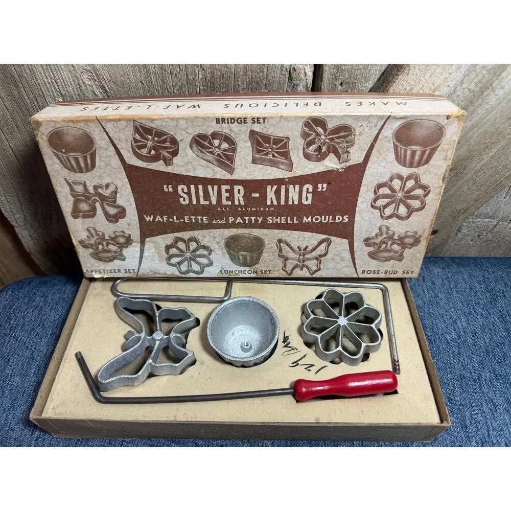 Vintage Silver King Waf - L - Ette Patty Shell Rosette Mold Waffle Kit Luncheon
